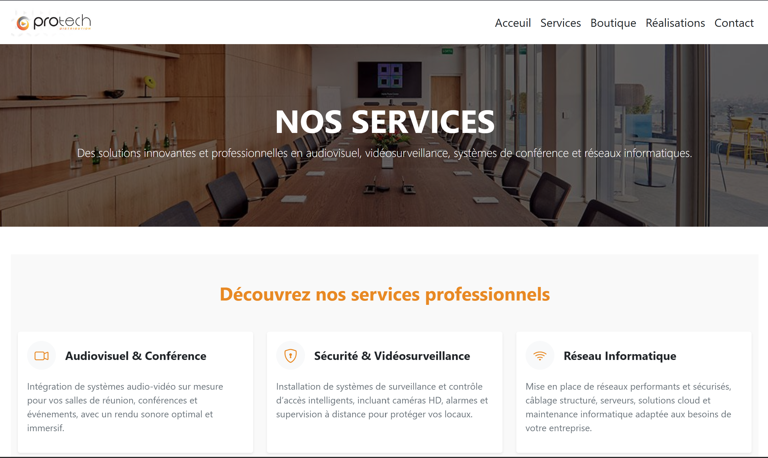 Protech Distribution — Site web